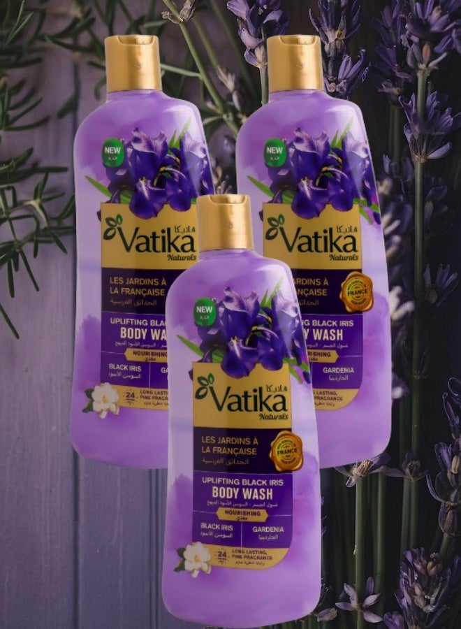VATIKA 3 Pieces Vatika French Gardens Nourishing Black Iris Body Wash with Gardenia Scent 500ML - Image 1